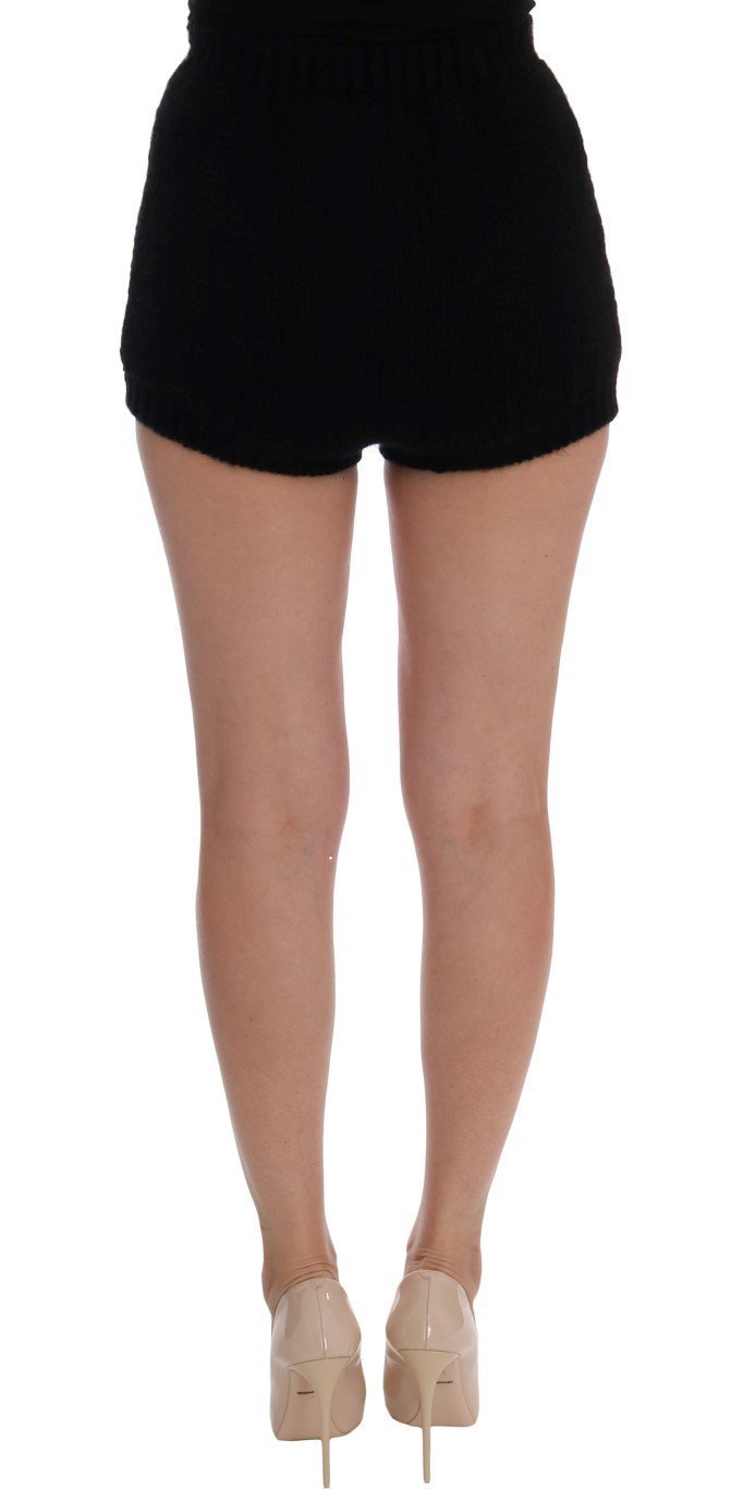 Black Alpaca Wool Mini Hot Pants