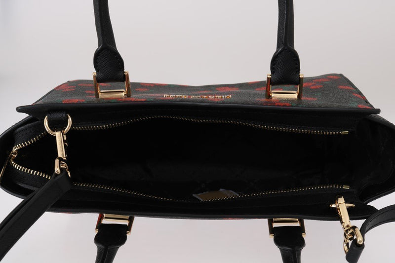 Black Red SELMA Leather Messenger Bag