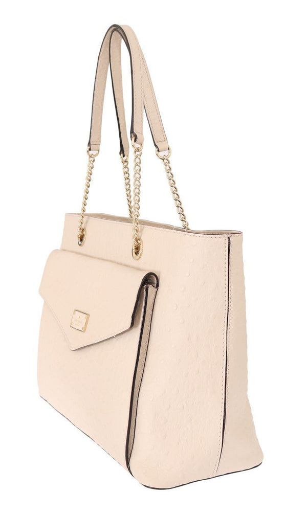 Beige HALSEY Ostrich Leather Tote Bag