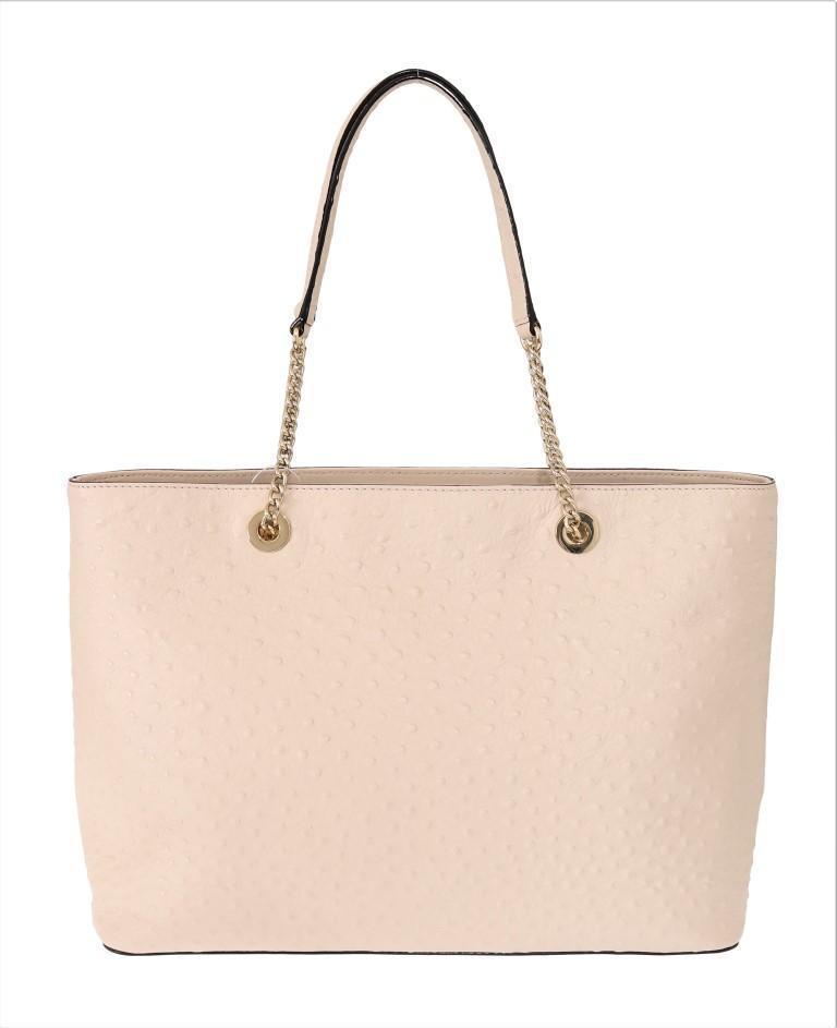 Beige HALSEY Ostrich Leather Tote Bag