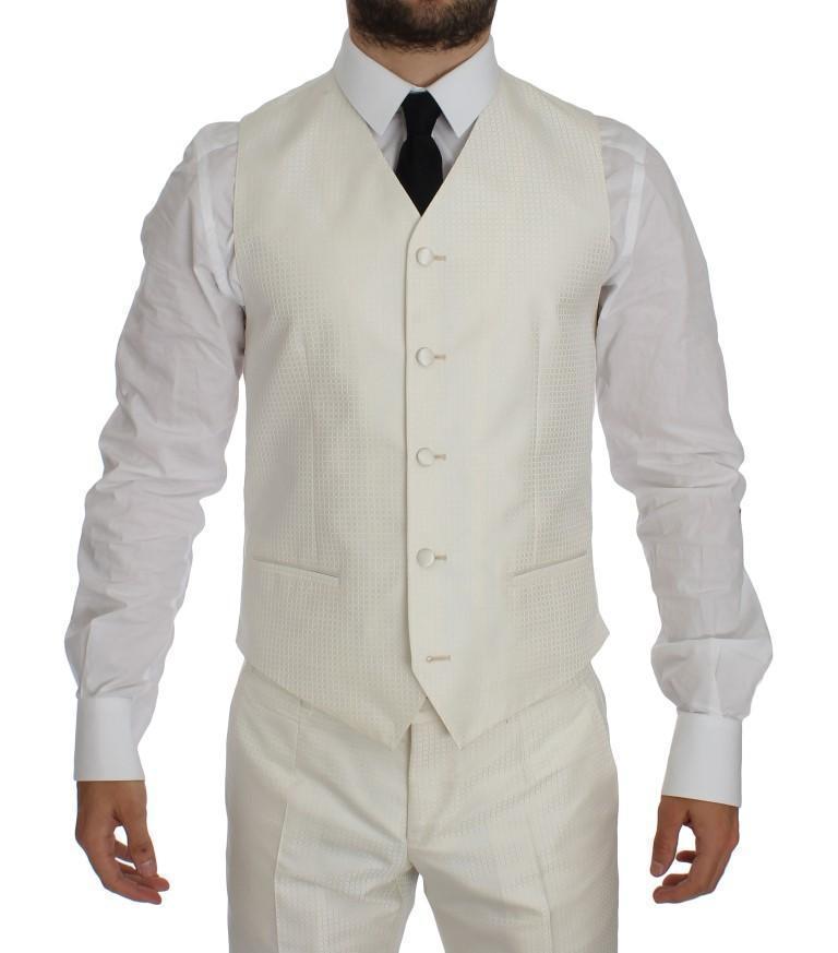 White Silk Double Breasted 3 Piece Suit