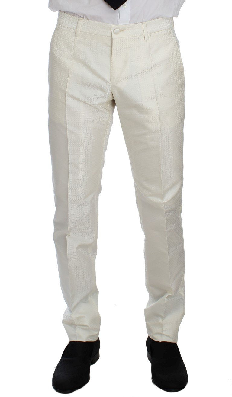 White Silk Double Breasted 3 Piece Suit