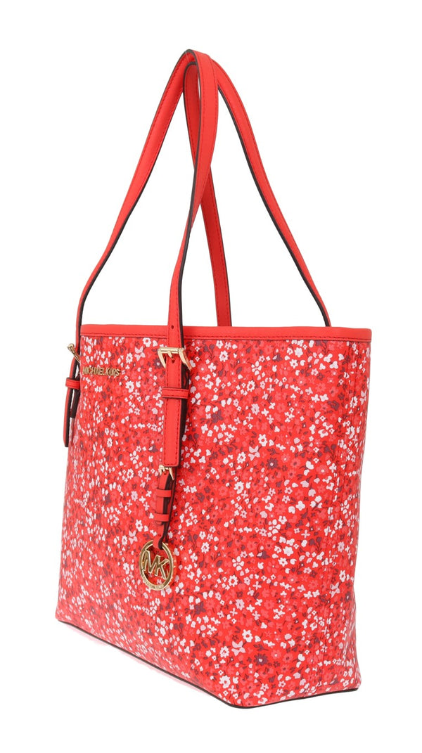 Red JET SET TRAVEL Leather Tote Bag Carryall
