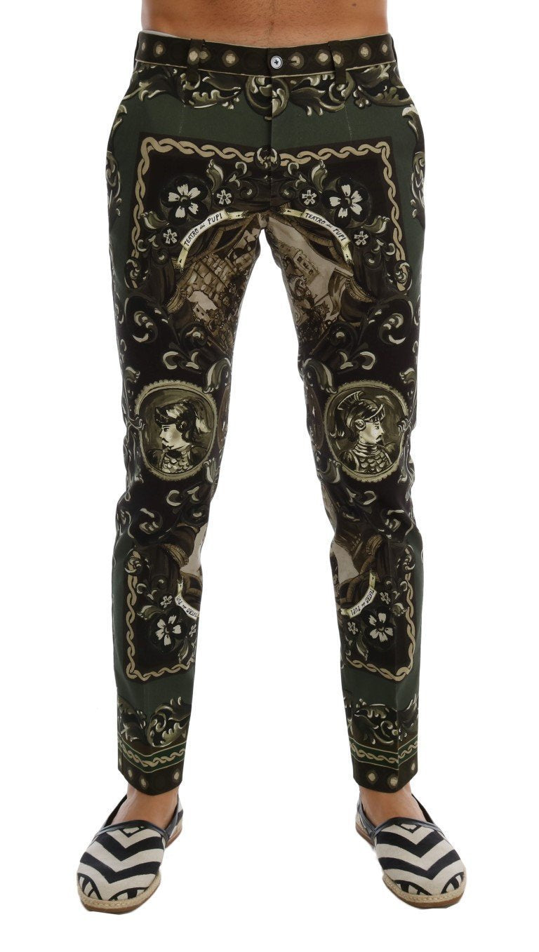 Green "Teatro die Pupi" Print Cotton Pants