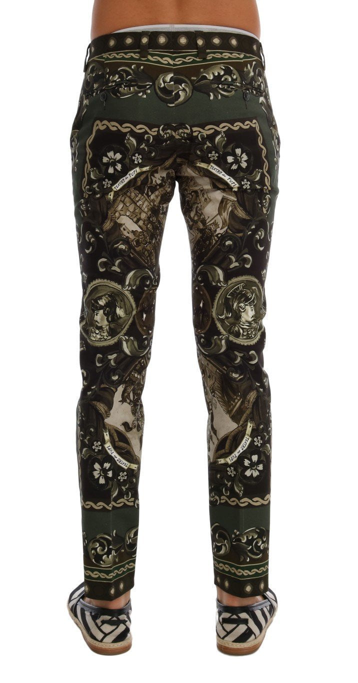 Green "Teatro die Pupi" Print Cotton Pants