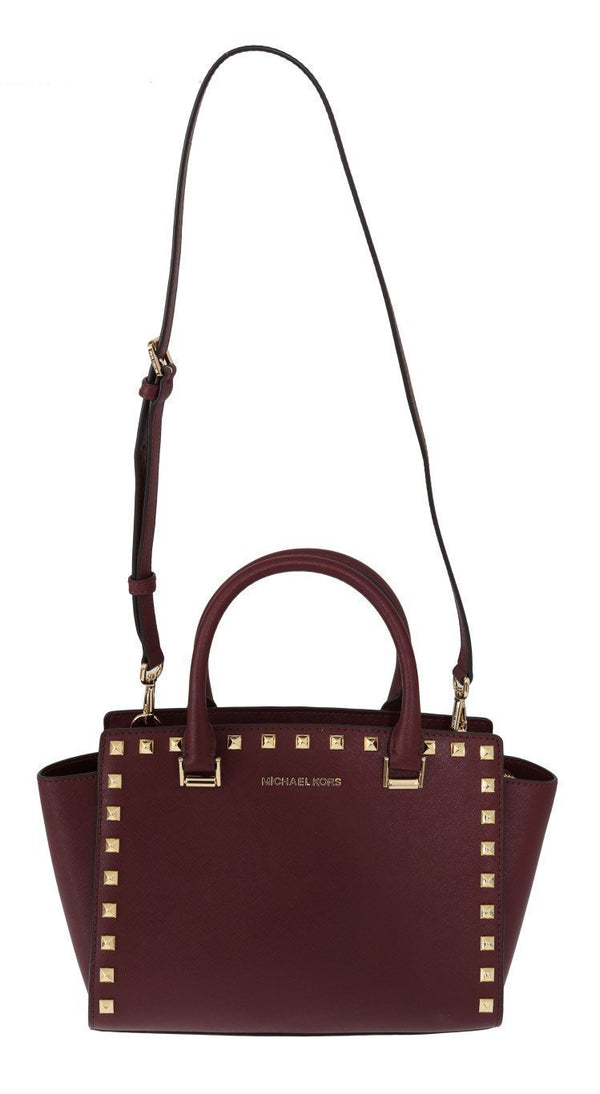 Purple SELMA STUD Leather Satchel Bag