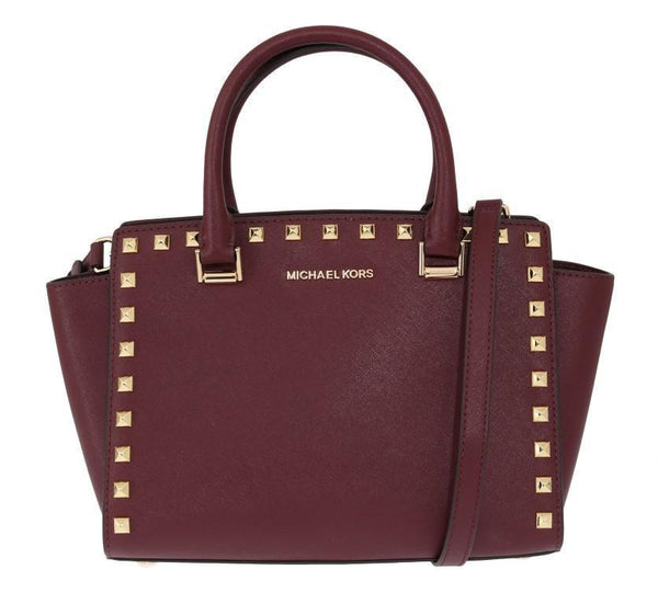 Purple SELMA STUD Leather Satchel Bag