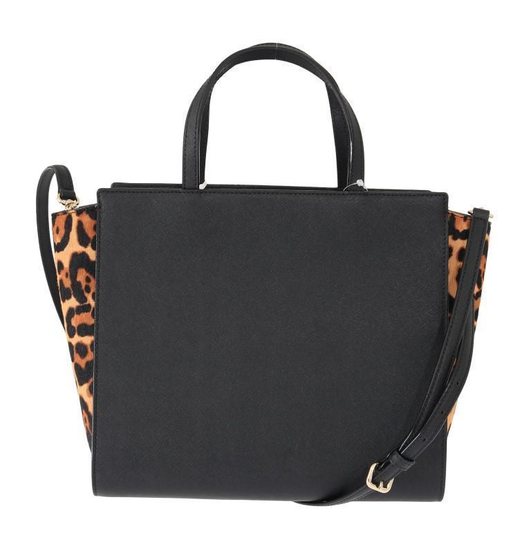 Black LEOPARD HAYDEN Leather Handbag