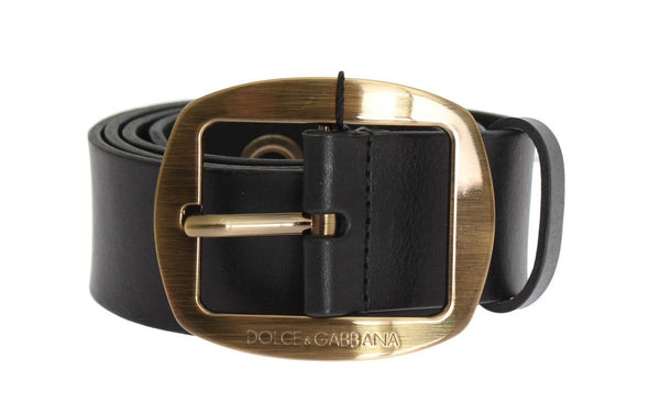 Black Leather Gold Buckle Belt