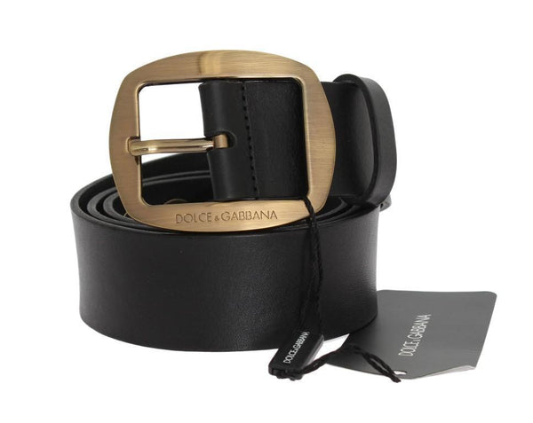 Black Leather Gold Buckle Belt