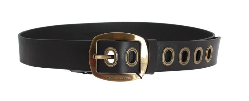 Black Leather Gold Buckle Belt