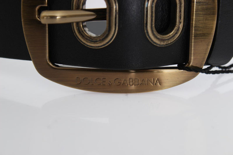 Black Leather Gold Buckle Belt