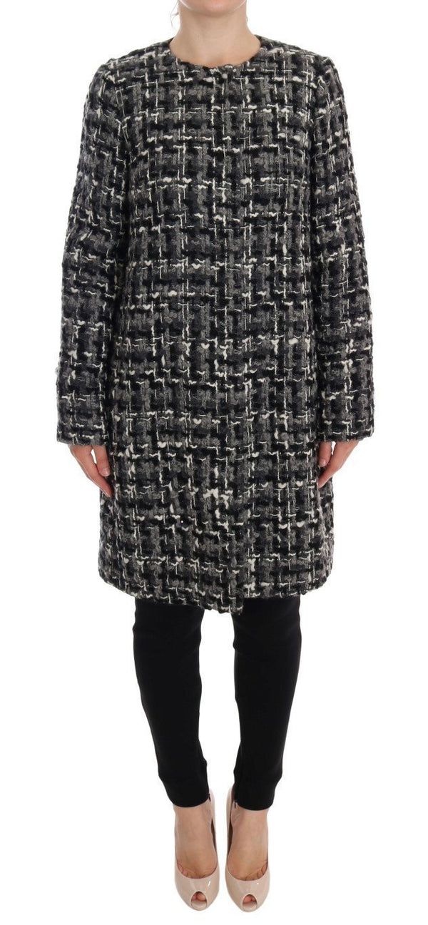 Gray Wool Knitted Trench Coat