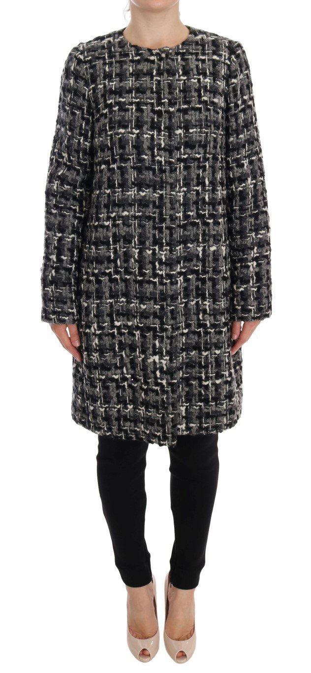 Gray Wool Knitted Trench Coat