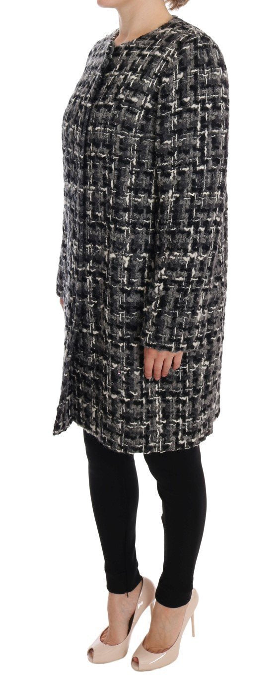 Gray Wool Knitted Trench Coat