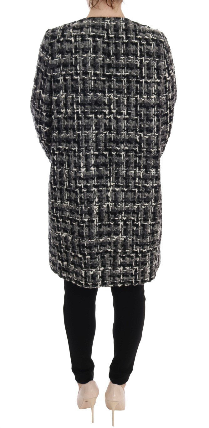 Gray Wool Knitted Trench Coat