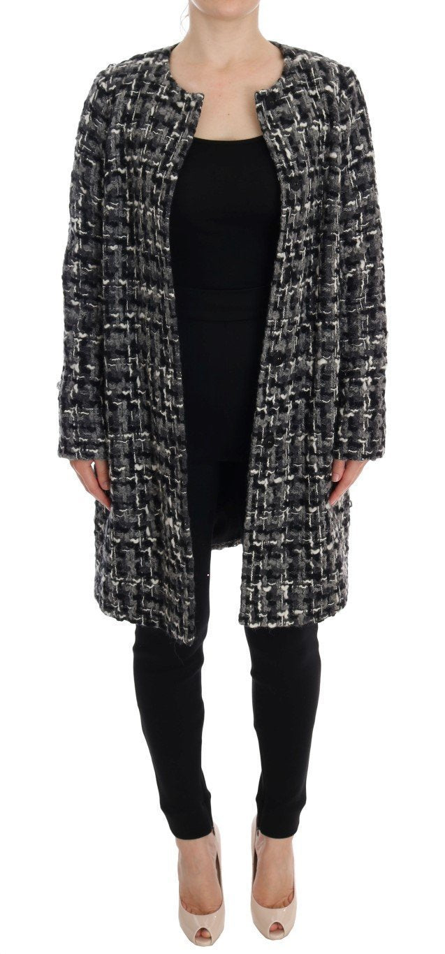Gray Wool Knitted Trench Coat