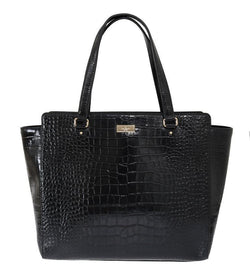 Black Bristol Drive Croc ELISSA Shoulder Bag