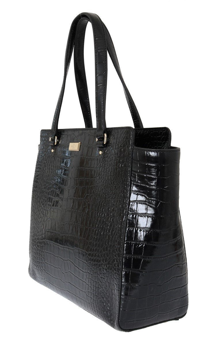 Black Bristol Drive Croc ELISSA Shoulder Bag