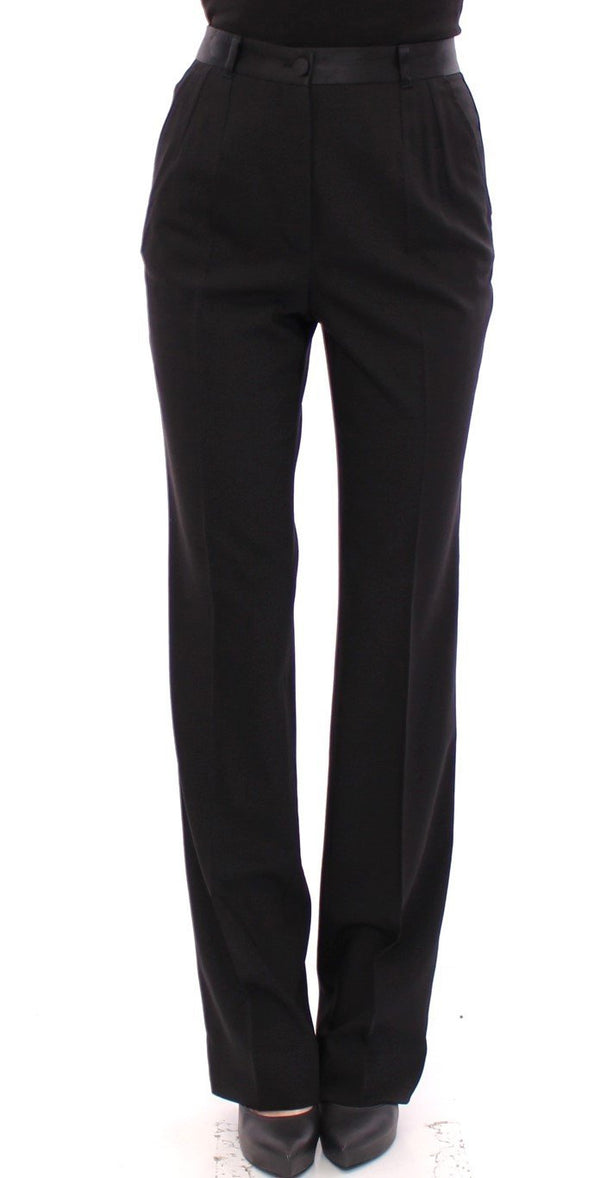 Black Virgin Wool Regular Fit Dress Pants