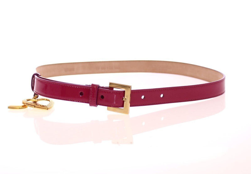 Pink Leather Logo Charm Belt