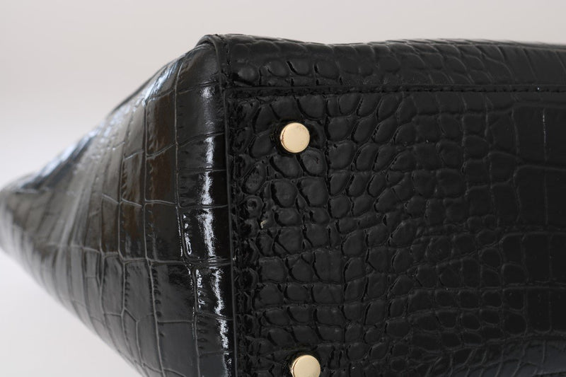 Black Bristol Drive Croc ELISSA Shoulder Bag