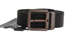 Black Leather Bronze Buckle Belt