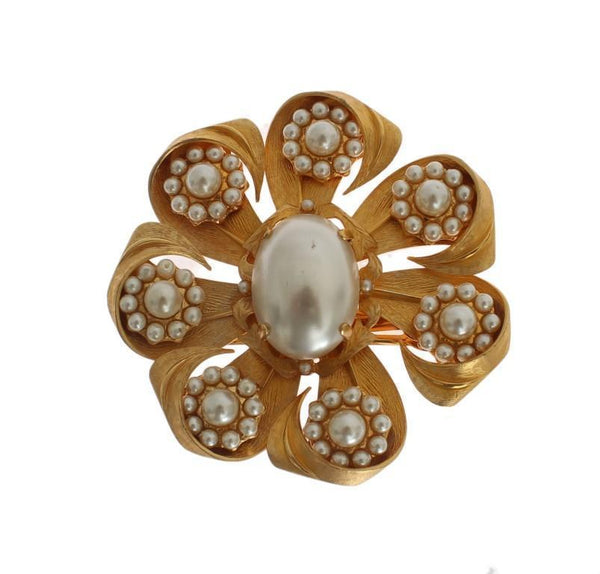 White Pearl Floral Hair Clip