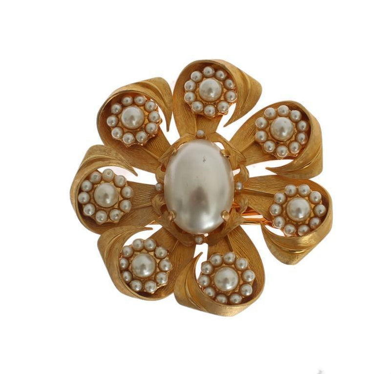 White Pearl Floral Hair Clip