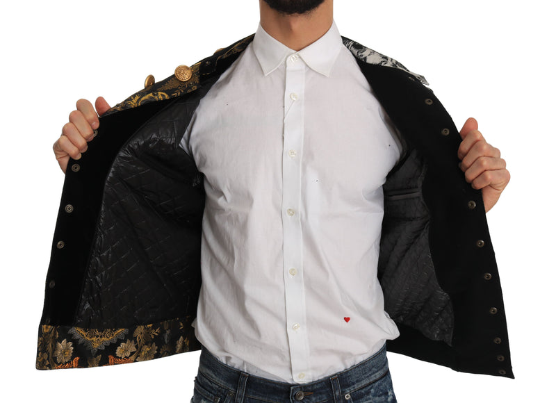 Gold Black Floral Brocade Jacket