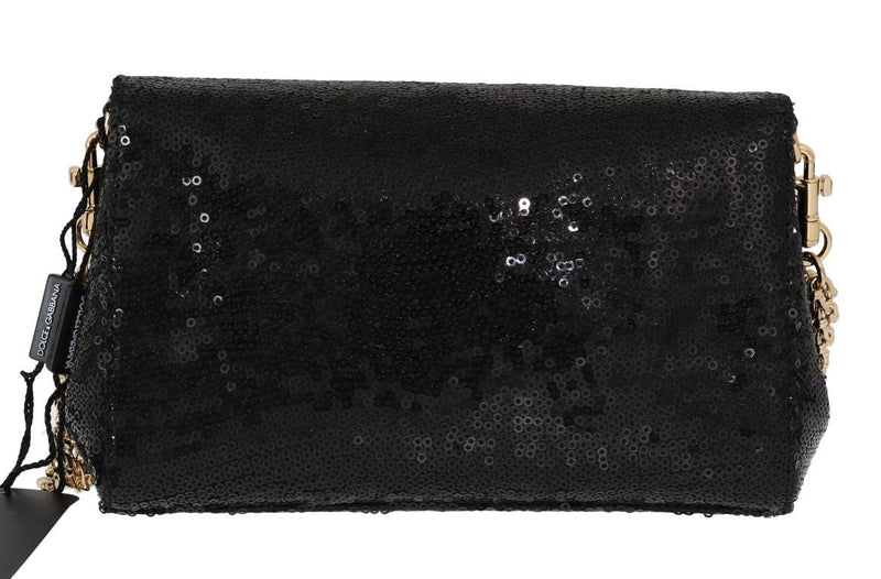 Black ANNA Sequined Crystal Clutch Bag