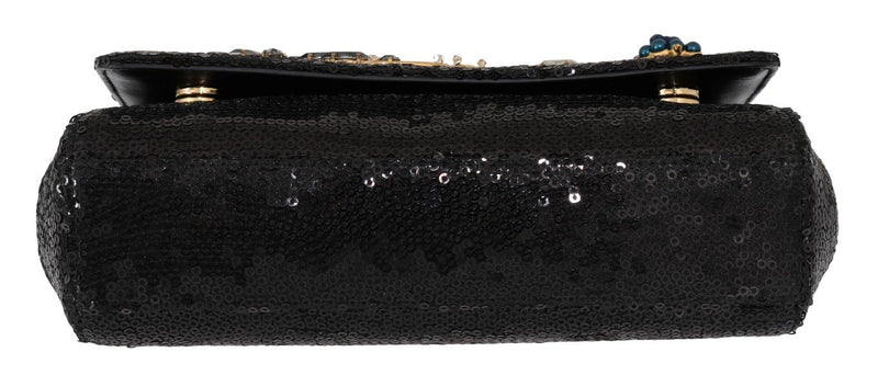 Black ANNA Sequined Crystal Clutch Bag