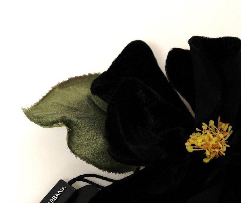 Black Silk Flower Runway Brooch