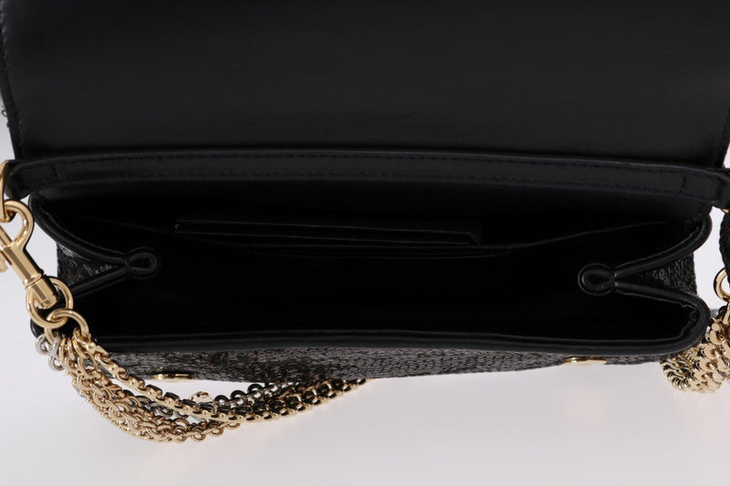 Black ANNA Sequined Crystal Clutch Bag