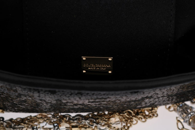 Black ANNA Sequined Crystal Clutch Bag