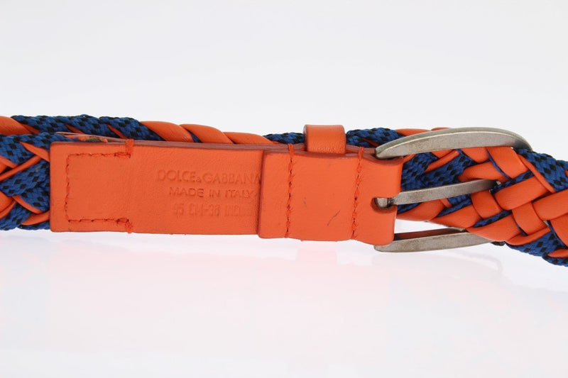 Blue Orange Leather Silver Buckle Belt