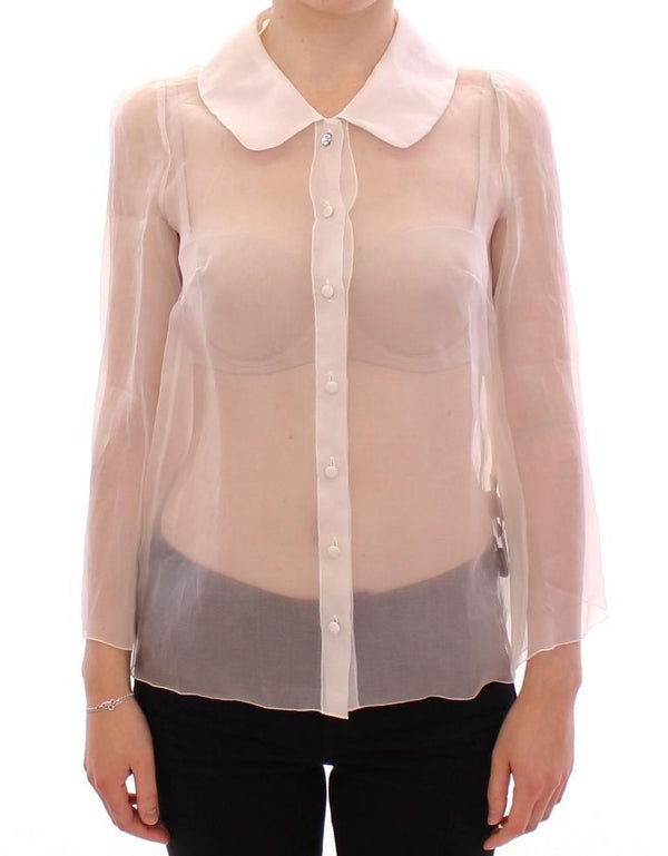 White Silk Crystal Sicily Blouse Shirt