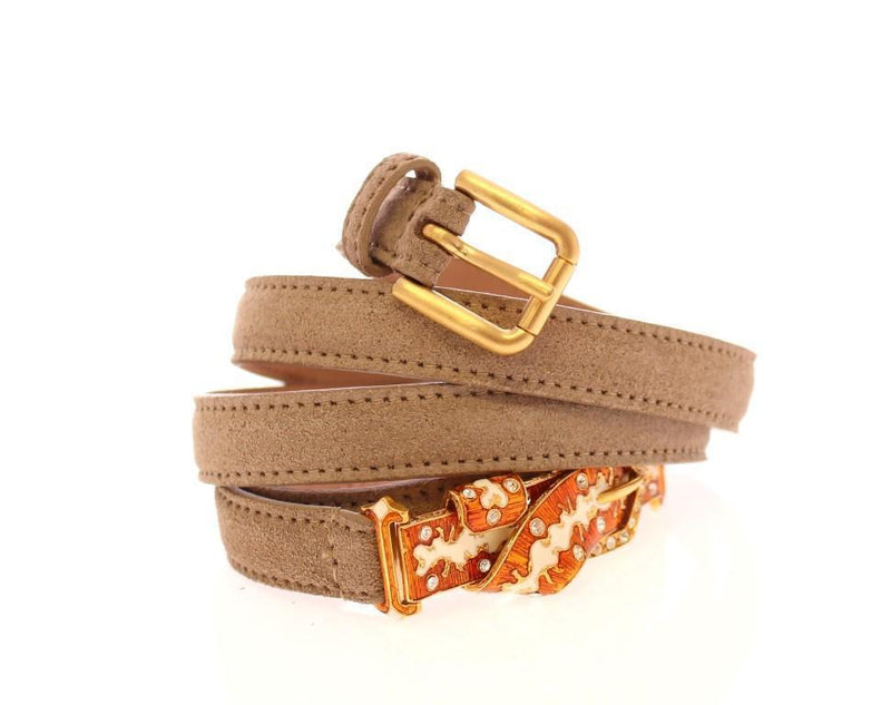 Beige Leather Suede Belt