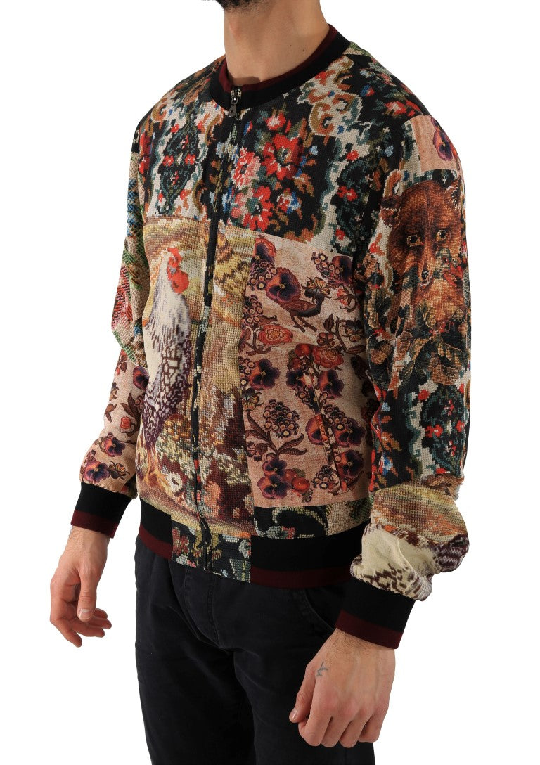 Multicolor MARIA Motive Print Bomber Jacket