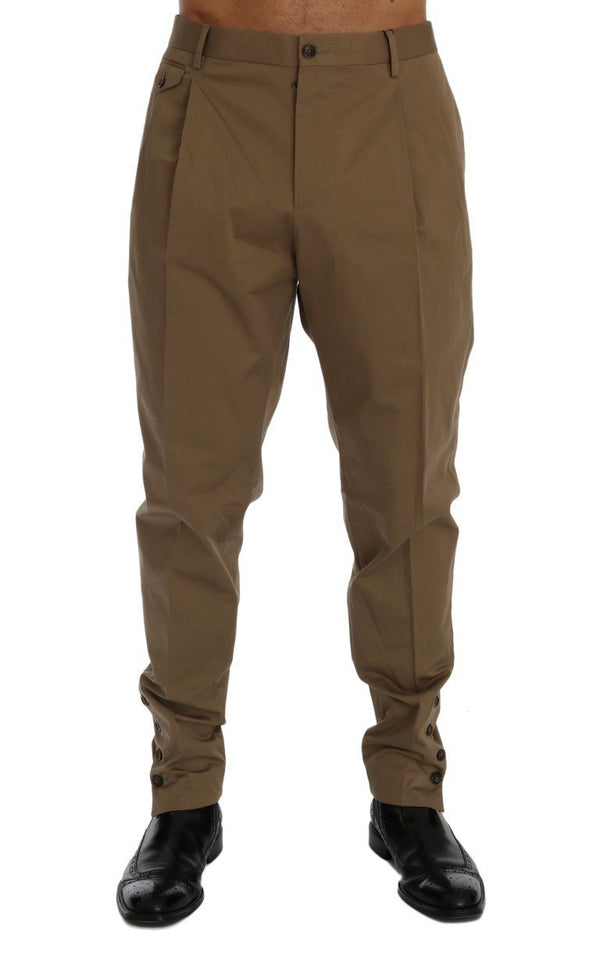 Beige Cotton Stretch Chinos Pants