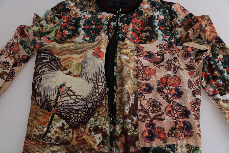 Multicolor MARIA Motive Print Bomber Jacket