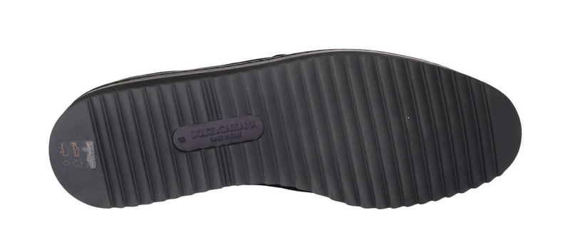 Black Velvet Leather Loafers