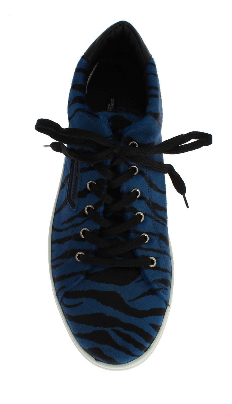 Blue Black Tiger Print Leather Designer Sneakers Dress Sneakers