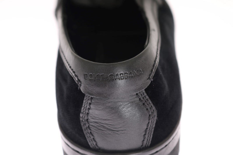 Black Velvet Leather Loafers