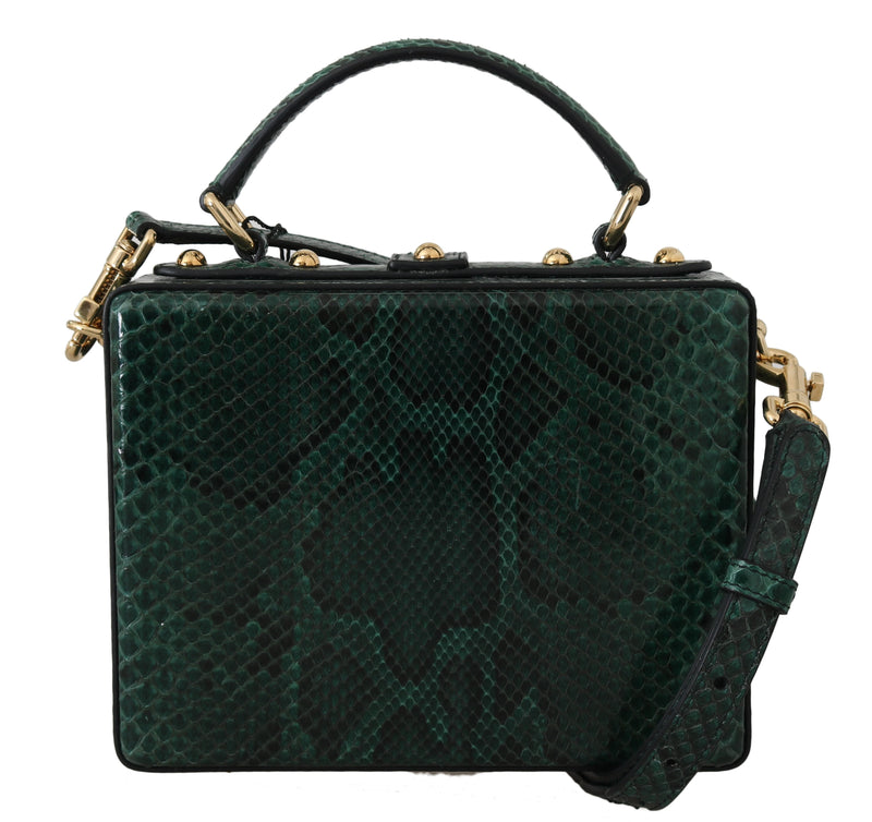 Green Python Crystal Raffia Leather BOX HandBag