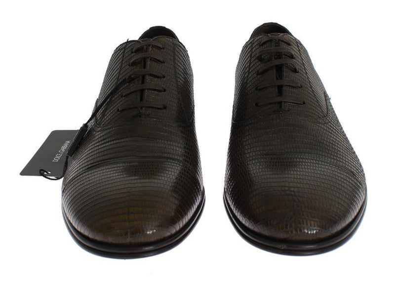 Brown Lizard Skin Laceups Dress Shoes