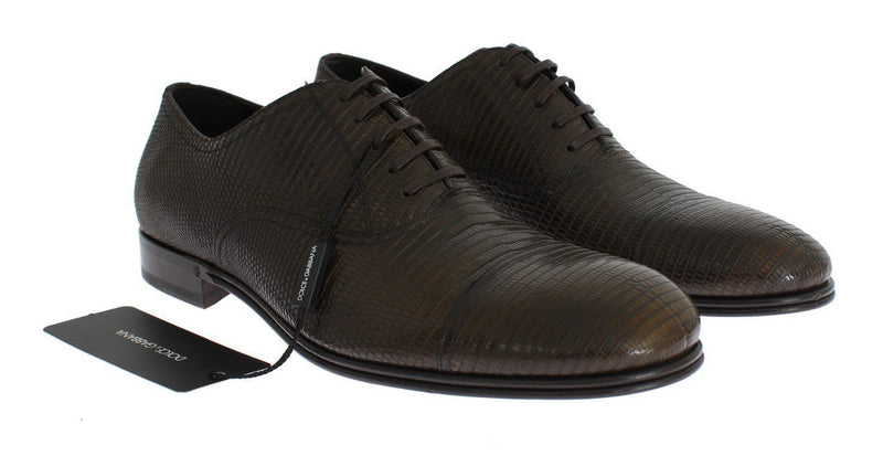 Brown Lizard Skin Laceups Dress Shoes