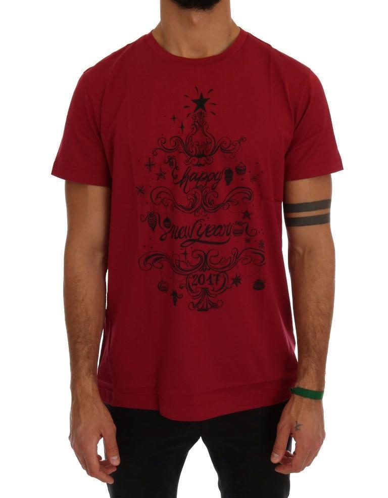 Red Cotton 2017 Motive Print T-Shirt