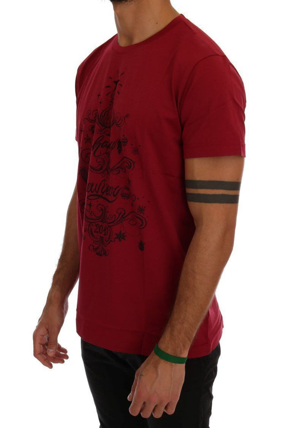 Red Cotton 2017 Motive Print T-Shirt