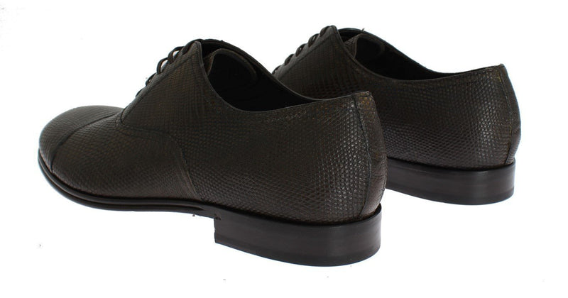 Brown Lizard Skin Laceups Dress Shoes